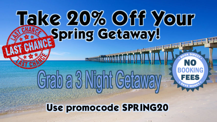 Last Chance to save 20% on your Spring Getaway