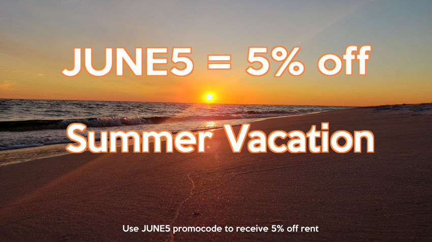 JUNE5 promocode offers 5% off rent